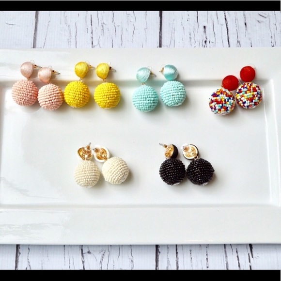 NWT Ball Drop Earrings- white, blue, multicolor - Picture 2 of 8